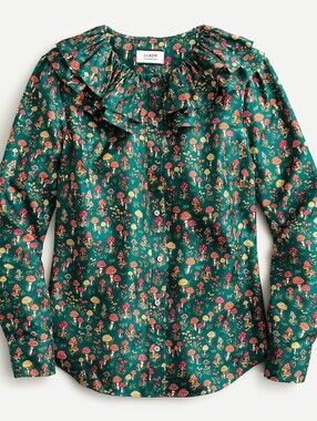 J Crew Collection Silk Twill Mushroom Blouse Small